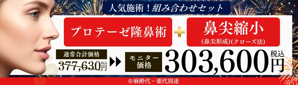 プロテーゼ隆鼻術＋鼻尖縮小(クローズ法)'バナーイメージ