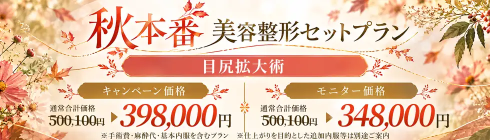 【秋本番 美容整形セットプラン】目尻拡大術'バナーイメージ