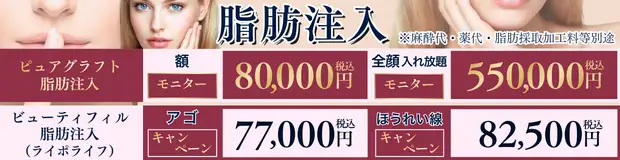 ビューティフィル脂肪注入(ライポライフ)のお得な料金