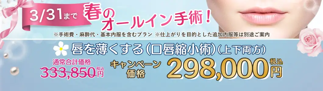 口唇縮小術 全込みキャンペーンバナー
